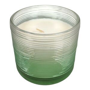 Modern Coastal Scented Candle 12 oz Green Ombre Gradient Glass Ribbed Jar NWT